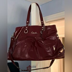 Used red patent leather Coach satchel